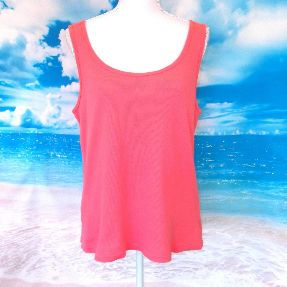 Coral Ribbed Tank Top